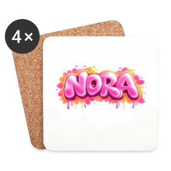 NORA GRAFFITI NAME FÜR PERFEKTES GESCHENK DRUCKBAR AUF C - Untersetzer (4er-Set) - Weiß - Vorne