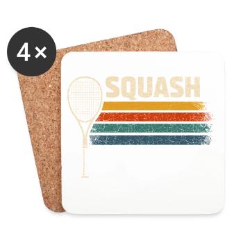 Vintage-Squash-Schläger-Liebhaber – lustige Sportarten - Untersetzer (4er-Set) - Weiß - Vorne