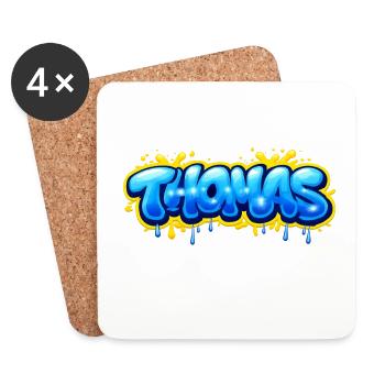 THOMAS GRAFFITI NAME FÜR PERFEKTES GESCHENK DRUCKBAR AUF - Untersetzer (4er-Set) - Weiß - Vorne