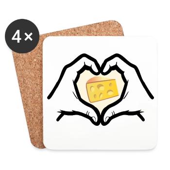 Cheese Love Heart - Coasters (set of 4) - white - Front