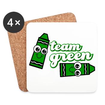 Smiling Crayon Green Team - Coasters (set of 4) - white - Front