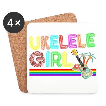 Hawaiian Ukulele Uke Retro 70s - Coasters (set of 4) - white - Front