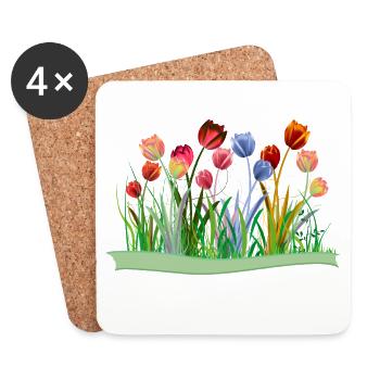 Imaginative colorful tulips on spring meadow - Coasters (set of 4) - white - Front
