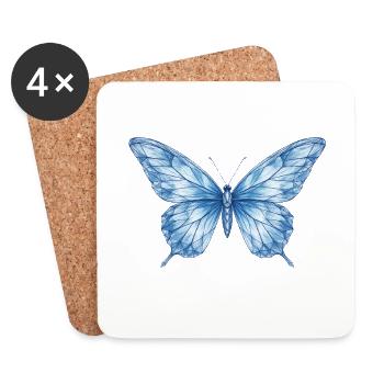 Blauer Geometrischer Schmetterling - Untersetzer (4er-Set) - Weiß - Vorne