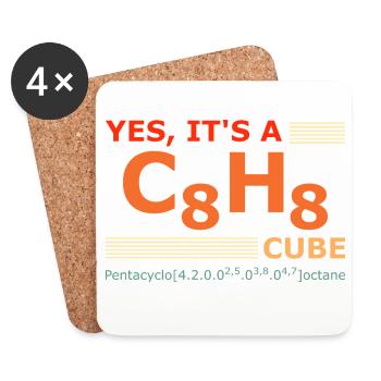C8H8 Cubane – Yes it's a Cube retro Chemie - Untersetzer (4er-Set) - Weiß - Vorne