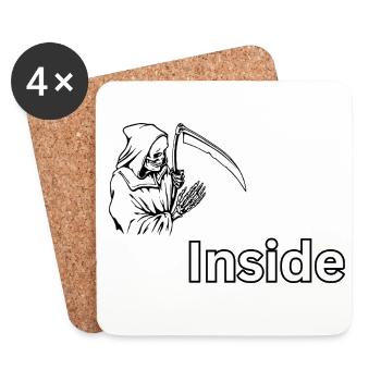 Dead Inside – Dark Skull Reaper-Design - Untersetzer (4er-Set) - Weiß - Vorne