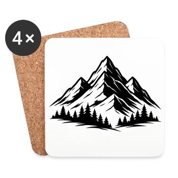 Mountains Forest Landscape - Coasters (set of 4) - white - Front