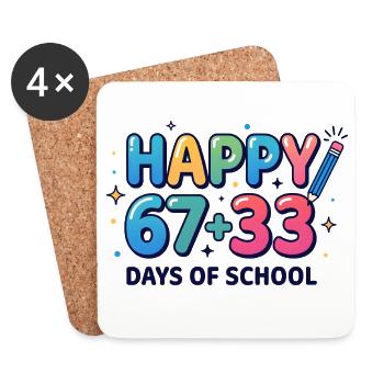 Happy 100 Days School Math Equation  - Coasters (set of 4) - white - Front