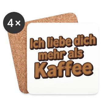 Je t’aime plus que le café – j’aime dire - Dessous de verre (lot de 4) - blanc - Devant