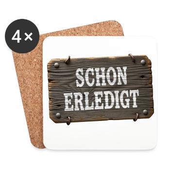Already done – rustic workshop sign - Coasters (set of 4) - white - Front