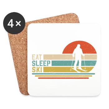 eat sleep ski  - Untersetzer (4er-Set) - Weiß - Vorne