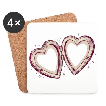 Double heart connection - Coasters (set of 4) - white - Front