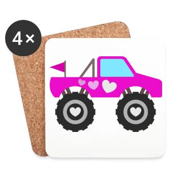 Monster Truck Rose - Dessous de verre (lot de 4) - blanc - Devant