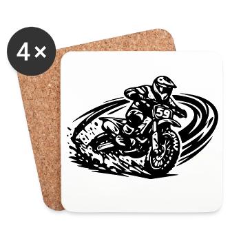 Moto cross 59 - Dessous de verre (lot de 4) - blanc - Devant