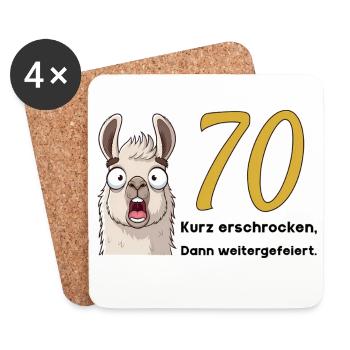 70 Geburtstag – Kurz erschrocken, dann gefeiert - Untersetzer (4er-Set) - Weiß - Vorne