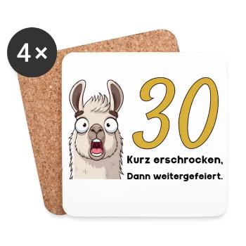 30 Geburtstag – Kurz erschrocken, dann gefeiert - Untersetzer (4er-Set) - Weiß - Vorne