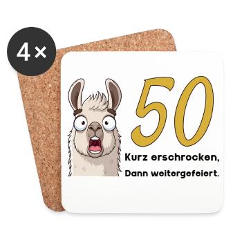50th birthday – briefly frightened, then celebrated - Coasters (set of 4) - white - Front
