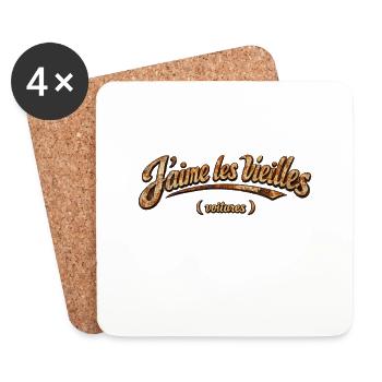 j'aime les vieilles voitures rusty - Dessous de verre (lot de 4) - blanc - Devant