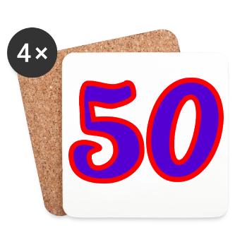 50. 50 ANS. 50e ANNIVERSAIRE. ANNIVERSAIRE 50 ANS. - Dessous de verre (lot de 4) - blanc - Devant