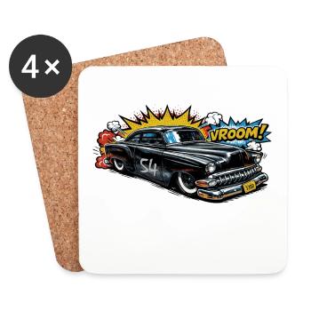 Chevy Bel Air 1954 - American Dream Hot Rod Comic - Untersetzer (4er-Set) - Weiß - Vorne