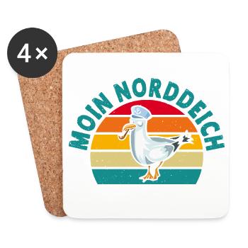 Vacances en mer du Nord MOIN NORDDEICH Drôle - Dessous de verre (lot de 4) - blanc - Devant