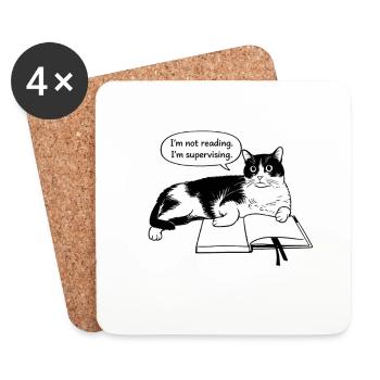 Je ne lis pas - Dessous de verre (lot de 4) - blanc - Devant