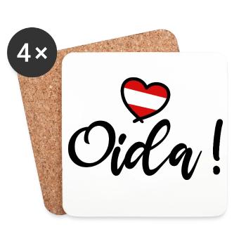 Oida! Österreich Herz I love Austria Dialekt  - Untersetzer (4er-Set) - Weiß - Vorne