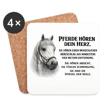 Pferde hören dein Herz –für Reiterinnen und Reiter - Untersetzer (4er-Set) - Weiß - Vorne