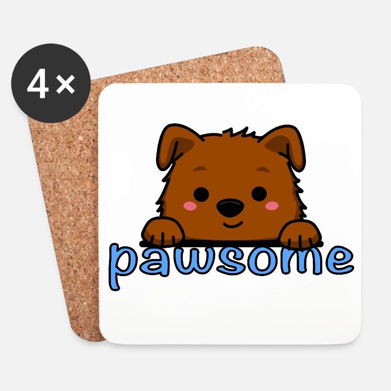 Pawsome! - Coasters (set of 4) - white