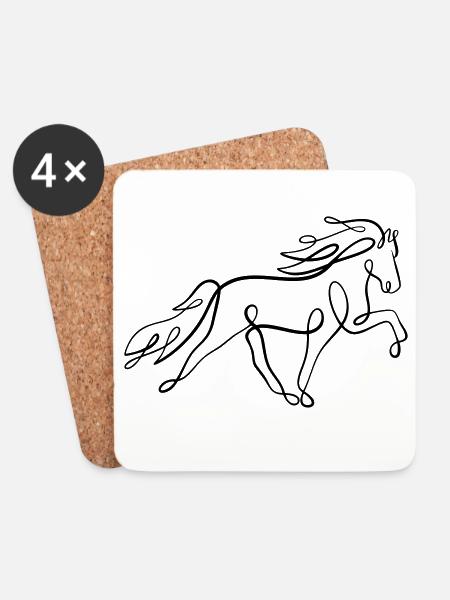 Icelandic horse oneliner in tölt - Coasters (set of 4) - white