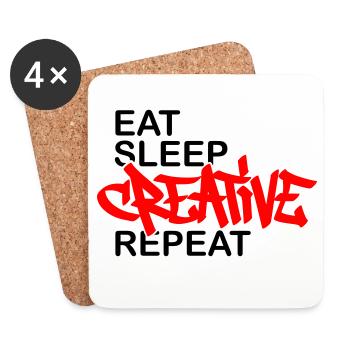 Eat Sleep Creative Repeat - Untersetzer (4er-Set) - Weiß - Vorne