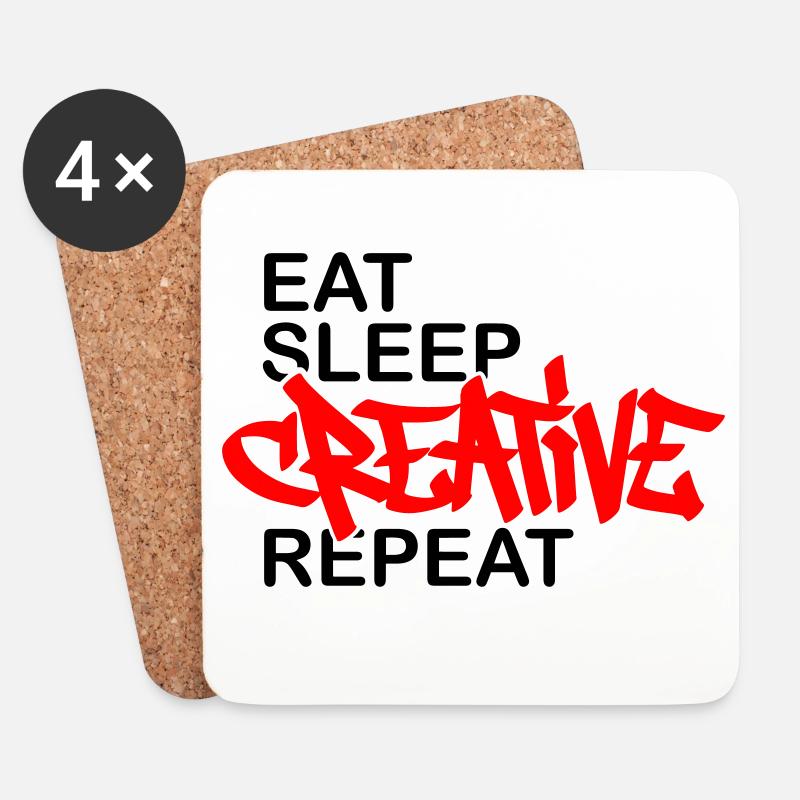 Eat Sleep Creative Repeat - Coasters (set of 4) - white