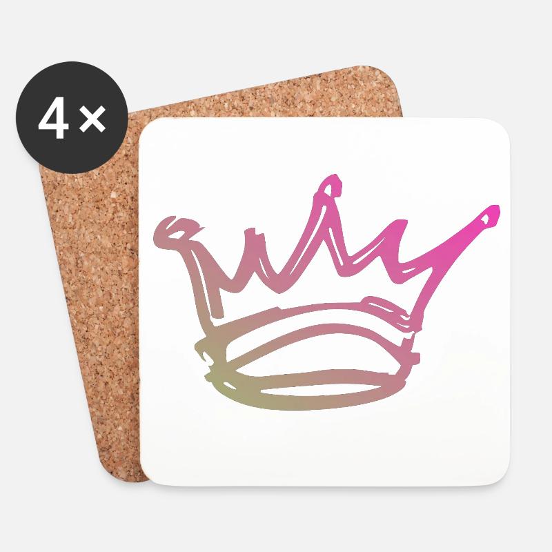 Gradient Kronen-Skizze - Untersetzer (4er-Set) - Weiß