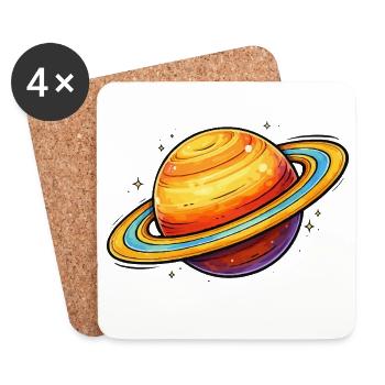 Saturn Planet - Untersetzer (4er-Set) - Weiß - Vorne