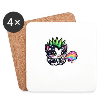 Peintures en aérosol Punk Kitten Neon - Dessous de verre (lot de 4) - blanc - Devant