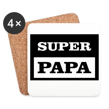 SUPER PAPA - Dessous de verre (lot de 4) - blanc - Devant
