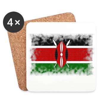 Pays du drapeau Kenya - Dessous de verre (lot de 4) - blanc - Devant