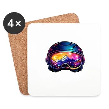 Colored helmet - Coasters (set of 4) - white - Front