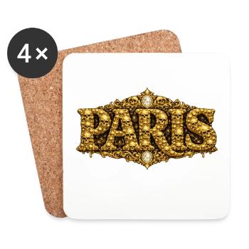 Goldene Totenkopf PARIS Ornament - Untersetzer (4er-Set) - Weiß - Vorne