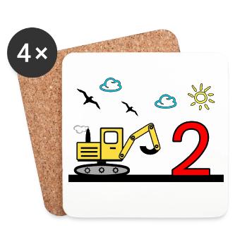 Bagger - Untersetzer (4er-Set) - Weiß - Vorne