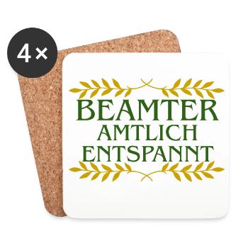 Beamter Amtlich Entspannt Grün-Gold Laurel - Untersetzer (4er-Set) - Weiß - Vorne