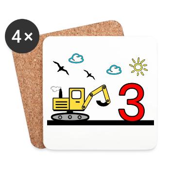 Bagger - Untersetzer (4er-Set) - Weiß - Vorne
