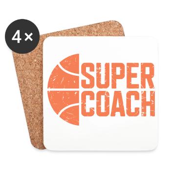 Super Coach humor sports coach basketball team - Coasters (set of 4) - white - Front