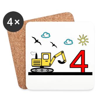 Bagger - Untersetzer (4er-Set) - Weiß - Vorne