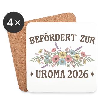 Promue au rang d’arrière-grand-mère Fleurs 2026 - Dessous de verre (lot de 4) - blanc - Devant