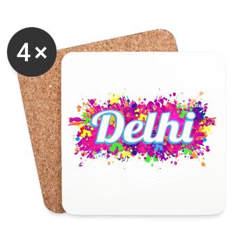 Souvenir de design aux couleurs colorées de Delhi en Inde - Dessous de verre (lot de 4) - blanc - Devant