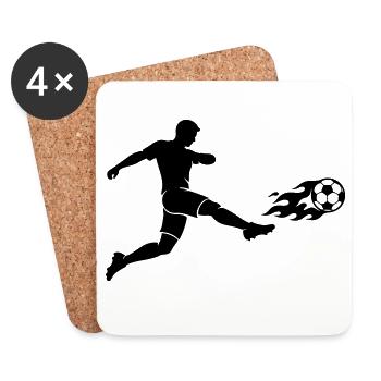 Fussball Stürmer Silhouette - Untersetzer (4er-Set) - Weiß - Vorne