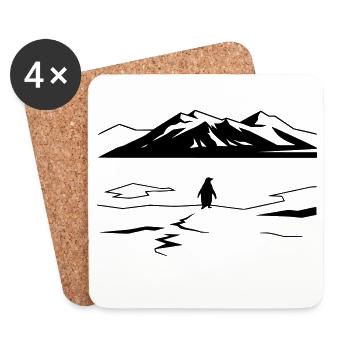 But Why Penguin Meme Minimalist Art - Coasters (set of 4) - white - Front