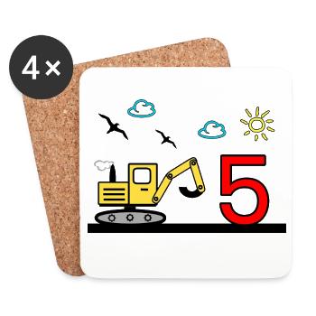 Bagger - Untersetzer (4er-Set) - Weiß - Vorne
