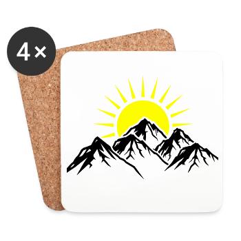 Mountains Sun Nature - Coasters (set of 4) - white - Front